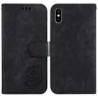 For iPhone XS Max Little Tiger Embossed Leather Phone Case(Black) - 1