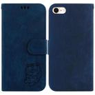 For iPhone 7 / 8 / SE 2022 / 2020 Little Tiger Embossed Leather Phone Case(Dark Blue) - 1