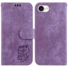 For iPhone SE 2024 Little Tiger Embossed Leather Phone Case(Purple) - 1