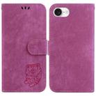For iPhone SE 2024 Little Tiger Embossed Leather Phone Case(Rose Red) - 1