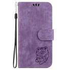 For iPhone 16 Pro Max Little Tiger Embossed Leather Phone Case(Purple) - 2