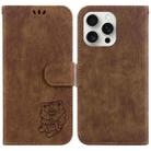 For iPhone 16 Pro Max Little Tiger Embossed Leather Phone Case(Brown) - 1