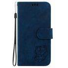 For iPhone 16 Pro Max Little Tiger Embossed Leather Phone Case(Dark Blue) - 2