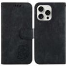 For iPhone 16 Pro Max Little Tiger Embossed Leather Phone Case(Black) - 1