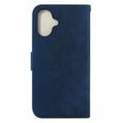 For iPhone 16 Plus Little Tiger Embossed Leather Phone Case(Dark Blue) - 3