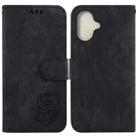 For iPhone 16 Plus Little Tiger Embossed Leather Phone Case(Black) - 1