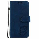 For iPhone 16 Little Tiger Embossed Leather Phone Case(Dark Blue) - 2