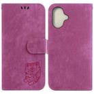 For iPhone 16 Little Tiger Embossed Leather Phone Case(Rose Red) - 1