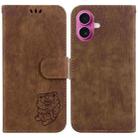 For iPhone 17 Little Tiger Embossed Leather Phone Case(Brown) - 1