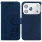 For iPhone 17 Pro Max Little Tiger Embossed Leather Phone Case(Dark Blue) - 1