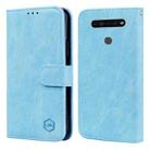 For LG K41S / K51S Skin Feeling Oil Leather Texture PU + TPU Phone Case(Light Blue) - 1