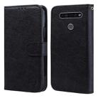 For LG K51 Skin Feeling Oil Leather Texture PU + TPU Phone Case(Black) - 1