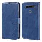 For LG K51 Skin Feeling Oil Leather Texture PU + TPU Phone Case(Dark Blue) - 1