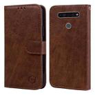 For LG K51 Skin Feeling Oil Leather Texture PU + TPU Phone Case(Brown) - 1