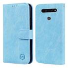 For LG K51 Skin Feeling Oil Leather Texture PU + TPU Phone Case(Light Blue) - 1