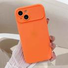 For iPhone 14 Plus Large Window Frosted TPU Phone Case(Orange) - 1
