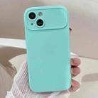 For iPhone 14 Plus Large Window Frosted TPU Phone Case(Green) - 1