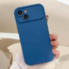 For iPhone 13 Large Window Frosted TPU Phone Case(Blue) - 1