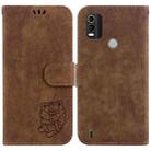 For Nokia C21 Plus Little Tiger Embossed Leather Phone Case(Brown) - 1