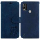 For Nokia C21 Plus Little Tiger Embossed Leather Phone Case(Dark Blue) - 1