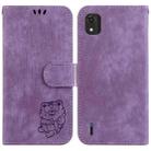 For Nokia C2 2nd Edition Little Tiger Embossed Leather Phone Case(Purple) - 1