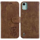 For Nokia C12 Little Tiger Embossed Leather Phone Case(Brown) - 1
