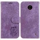 For Nokia C20 / C10 Little Tiger Embossed Leather Phone Case(Purple) - 1