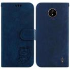 For Nokia C20 / C10 Little Tiger Embossed Leather Phone Case(Dark Blue) - 1