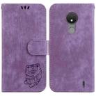 For Nokia C21 Little Tiger Embossed Leather Phone Case(Purple) - 1