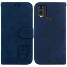 For Nokia C22 Little Tiger Embossed Leather Phone Case(Dark Blue) - 1