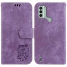 For Nokia C31 Little Tiger Embossed Leather Phone Case(Purple) - 1