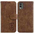 For Nokia C32 Little Tiger Embossed Leather Phone Case(Brown) - 1