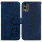 For Nokia C32 Little Tiger Embossed Leather Phone Case(Dark Blue) - 1