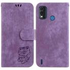 For Nokia G11 Plus Little Tiger Embossed Leather Phone Case(Purple) - 1