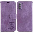 For Nokia G42 Little Tiger Embossed Leather Phone Case(Purple) - 1