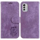 For Nokia G60 Little Tiger Embossed Leather Phone Case(Purple) - 1