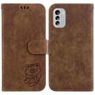 For Nokia G60 Little Tiger Embossed Leather Phone Case(Brown) - 1