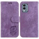 For Nokia X30 Little Tiger Embossed Leather Phone Case(Purple) - 1