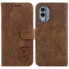 For Nokia X30 Little Tiger Embossed Leather Phone Case(Brown) - 1