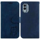 For Nokia X30 Little Tiger Embossed Leather Phone Case(Dark Blue) - 1