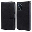 For OPPO A16 / A16S / A54S / A55 5G Skin Feeling Oil Leather Texture PU + TPU Phone Case(Black) - 1