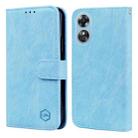 For OPPO A17 Skin Feeling Oil Leather Texture PU + TPU Phone Case(Light Blue) - 1