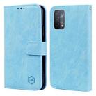 For OPPO A54 5G / A74 5G Skin Feeling Oil Leather Texture PU + TPU Phone Case(Light Blue) - 1