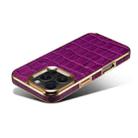 For iPhone 16 Pro Denior Crocodile Texture Genuine Leather Electroplating Phone Case(Purple) - 3