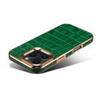 For iPhone 16 Pro Denior Crocodile Texture Genuine Leather Electroplating Phone Case(Green) - 3