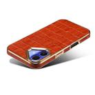 For iPhone 16 Plus Denior Crocodile Texture Genuine Leather Electroplating Phone Case(Mocha Brown) - 3