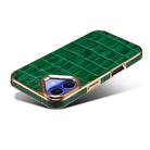 For iPhone 16 Denior Crocodile Texture Genuine Leather Electroplating Phone Case(Green) - 3