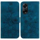 For OPPO A98 5G / F23 5G India Lily Embossed Leather Phone Case(Dark Blue) - 1