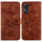 For OPPO Reno8 T 4G Lily Embossed Leather Phone Case(Brown) - 1