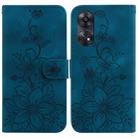 For OPPO Reno8 T 4G Lily Embossed Leather Phone Case(Dark Blue) - 1